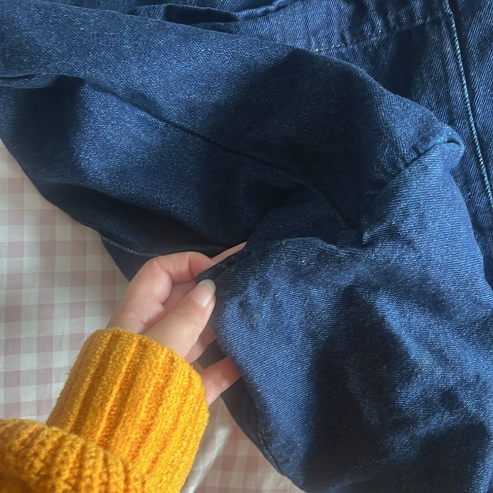 EUC baggu big pocket dark blue denim Tote Bag - Picture 4 of 5